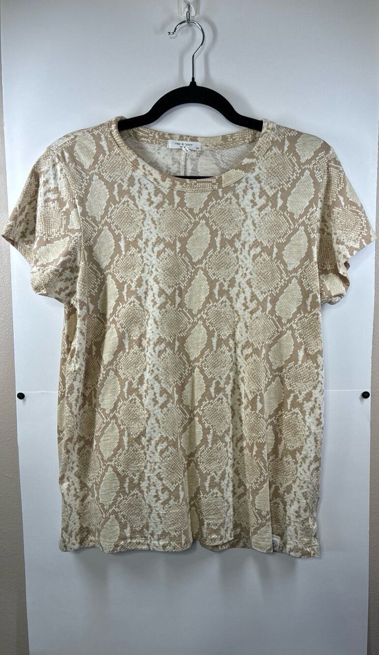Rag & Bone New York Women's Large Snakeskin Print Short Sleeve T-shirt
